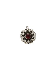 MK ROUND SHAPED RED COLOR STONE STUDDED 925 SILVER NOSE PIN