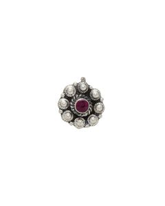 MK ROUND SHAPED RED COLOR STONE STUDDED 925 SILVER NOSE PIN