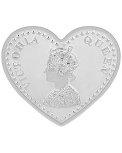 MK VICTORIA QUEEN 999 SILVER HEART SHAPE COIN